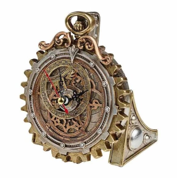 DISCONTINUED! Alchemy Gothic Anguistralobe Clock Steampunk Gold Resin Decor - Picture 1 of 2
